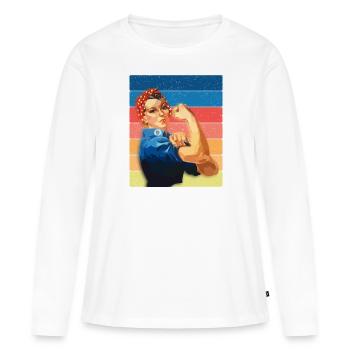 La femme est une femme et l’émancipation - T-shirt manches longues Premium bio Femme - blanc - Devant - Julia (174cm)