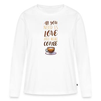 Café - T-shirt manches longues Premium bio Femme - blanc - Devant - Julia (174cm)