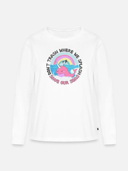 Müll nicht, wo wir spritzen retten unsere Meere - Frauen Premium Bio Langarmshirt - Weiß