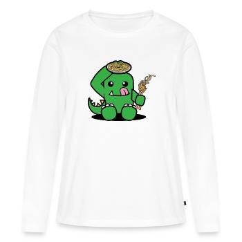 Dinosaures aux spaghettis - T-shirt manches longues Premium bio Femme - blanc - Devant - Julia (174cm)