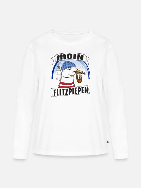 MÖWE MOIN FLITZPIEPEN - Frauen Premium Bio Langarmshirt - Weiß