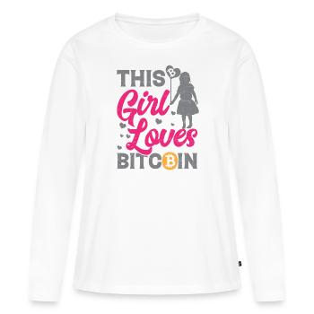 This Girl Loves Bitcoin - T-shirt manches longues Premium bio Femme - blanc - Devant - Julia (174cm)