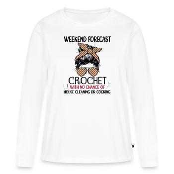 Prévisions week-end - Crochet - Aucune chance de nettoyage - T-shirt manches longues Premium bio Femme - blanc - Devant - Julia (174cm)