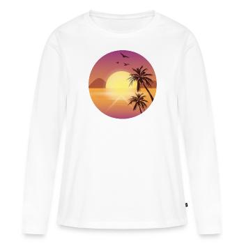 Vacances sous les palmiers, envie de voyager et envie de voyager - T-shirt manches longues Premium bio Femme - blanc - Devant - Julia (174cm)