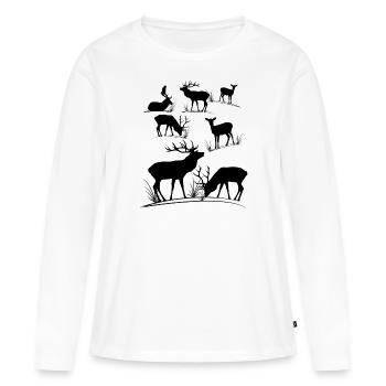 Deer, roe deer, red deer, fallow deer, deer, roe deer - Women's Premium Organic Long Sleeve Shirt - white - Front - Julia (174cm)