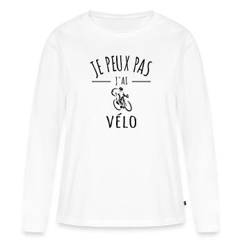 je peux pas j’ai vélo humour rider sport - T-shirt manches longues Premium bio Femme - blanc - Devant - Julia (174cm)