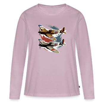 Pilot Spitfire Flugzeug Flieger Militär - Frauen Premium Bio Langarmshirt - Altrosa - Vorne - Julia (174cm)