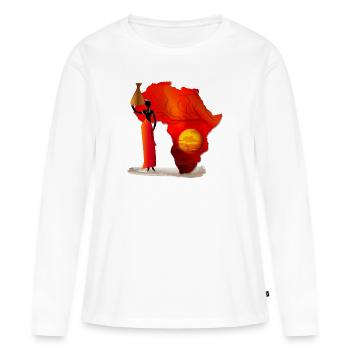 Afrique - T-shirt manches longues Premium bio Femme - blanc - Devant - Julia (174cm)