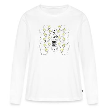 Der Herr ist mein Hirte christlich religiös - Frauen Premium Bio Langarmshirt - Weiß - Vorne - Julia (174cm)