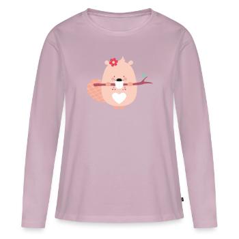 BEAVER GIRL - Frauen Premium Bio Langarmshirt - Altrosa - Vorne - Julia (174cm)
