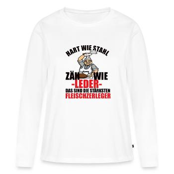 Fleischer Metzger Zerleger Schlachter - Frauen Premium Bio Langarmshirt - Weiß - Vorne - Julia (174cm)