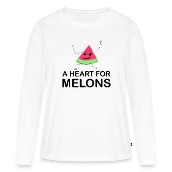 Melon Melon Pastèque - T-shirt manches longues Premium bio Femme - blanc - Devant - Julia (174cm)