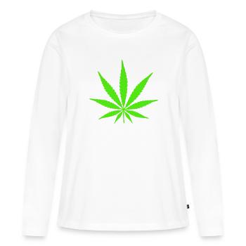Cannabis Weed 420 Marihuana Pot Kiffer THC - T-shirt manches longues Premium bio Femme - blanc - Devant - Julia (174cm)