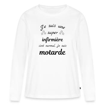 Je suis une super infirmière motarde ! - T-shirt manches longues Premium bio Femme - blanc - Devant - Julia (174cm)