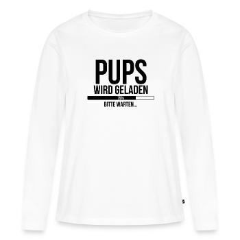 Pups wird geladen bitte warten - Frauen Premium Bio Langarmshirt - Weiß - Vorne - Julia (174cm)