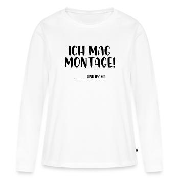 Ich mag Montage und Ironie - Frauen Premium Bio Langarmshirt - Weiß - Vorne - Julia (174cm)