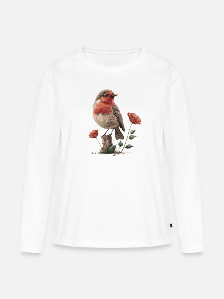 Rotkehlchen - Frauen Premium Bio Langarmshirt - Weiß