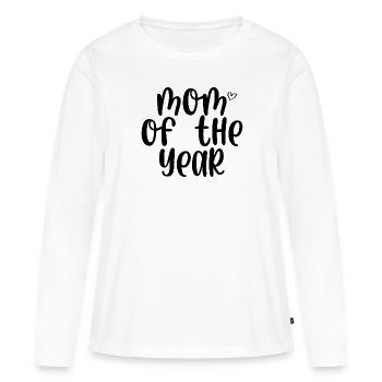 Maman de l’année - T-shirt manches longues Premium bio Femme - blanc - Devant - Julia (174cm)