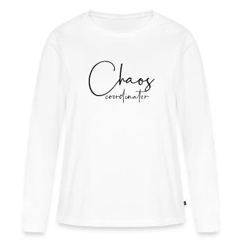 Coordinateur du chaos - T-shirt manches longues Premium bio Femme - blanc - Devant - Julia (174cm)