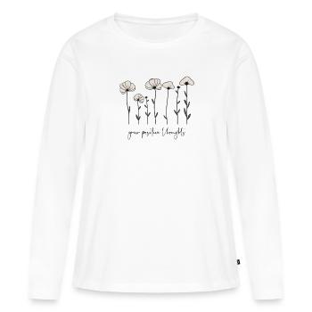 Développer des pensées positives - T-shirt manches longues Premium bio Femme - blanc - Devant - Julia (174cm)