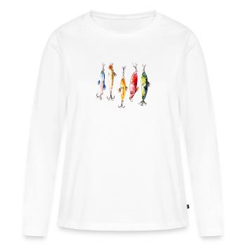 Hameçon - T-shirt manches longues Premium bio Femme - blanc - Devant - Julia (174cm)