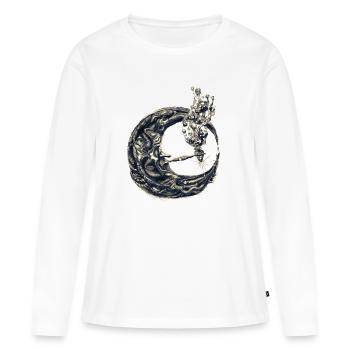 Lune avec sifflet - T-shirt manches longues Premium bio Femme - blanc - Devant - Julia (174cm)