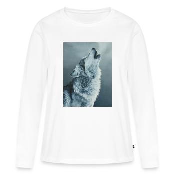 Grauer Wolf - Frauen Premium Bio Langarmshirt - Weiß - Vorne - Julia (174cm)