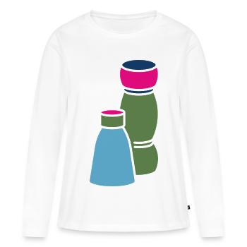 Sel et poivre - T-shirt manches longues Premium bio Femme - blanc - Devant - Julia (174cm)