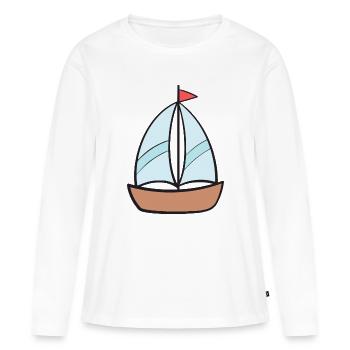 Bateau Bateau Voilier - T-shirt manches longues Premium bio Femme - blanc - Devant - Julia (174cm)