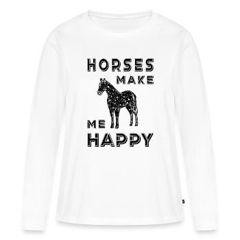 Chevaux Cheval Amour, J’aime Chevaux Poney - T-shirt manches longues Premium bio Femme - blanc - Devant - Julia (174cm)