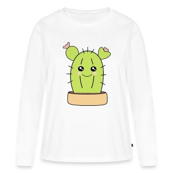 Kawaii Cactus Kawaii Chibi Kawaii Manga - T-shirt manches longues Premium bio Femme - blanc - Devant - Julia (174cm)