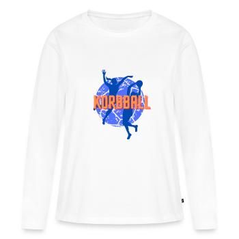 Korbball blaues Logo - Frauen Premium Bio Langarmshirt - Weiß - Vorne - Julia (174cm)