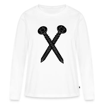 Deux vis croisées - T-shirt manches longues Premium bio Femme - blanc - Devant - Julia (174cm)