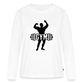 Bodybuilder image image logo gym - T-shirt manches longues Premium bio Femme - blanc - Devant - Julia (174cm)