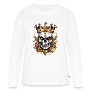 Crâne, avec couronne d’or - T-shirt manches longues Premium bio Femme - blanc - Devant - Julia (174cm)