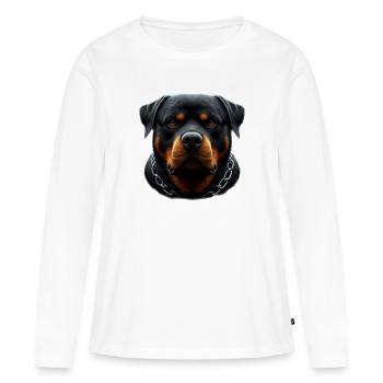 Un Rottweiler avec une chaîne en acier - T-shirt manches longues Premium bio Femme - blanc - Devant - Julia (174cm)