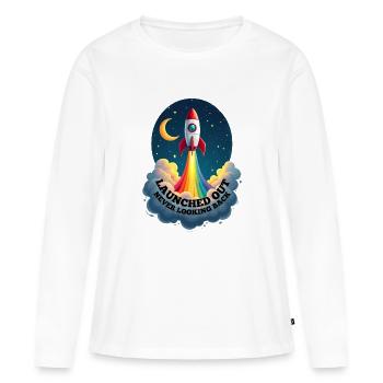 Lancé - Never Look Back, Gay Out - T-shirt manches longues Premium bio Femme - blanc - Devant - Julia (174cm)