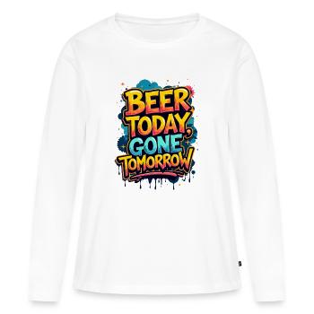 LA BIÈRE AUJOURD’HUI, DISPARUE DEMAIN - T-shirt manches longues Premium bio Femme - blanc - Devant - Julia (174cm)