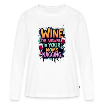 LE VIN : LA RÉPONSE AUX HARCÈLEMENTS DE VOTRE MAMAN - T-shirt manches longues Premium bio Femme - blanc - Devant - Julia (174cm)