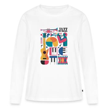 Design coloré sur le thème de la musique - T-shirt manches longues Premium bio Femme - blanc - Devant - Julia (174cm)