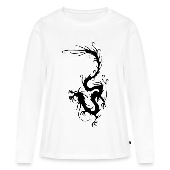 Dragon de fumée noire - T-shirt manches longues Premium bio Femme - blanc - Devant - Julia (174cm)