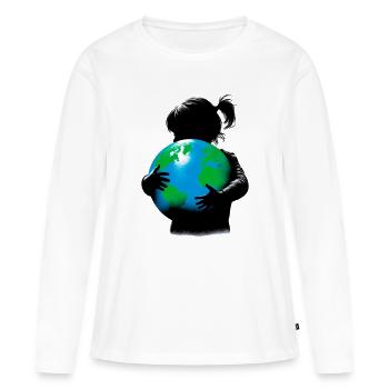 Planète Terre - T-shirt manches longues Premium bio Femme - blanc - Devant - Julia (174cm)
