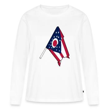 Drapeau de l’Ohio - T-shirt manches longues Premium bio Femme - blanc - Devant - Julia (174cm)