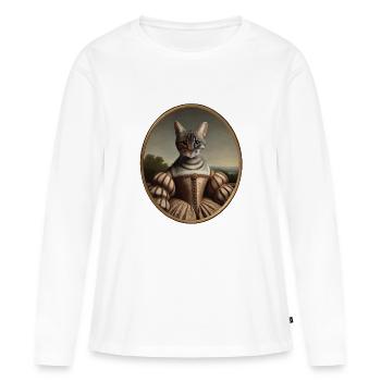 Chat du Bengale dans le style de la Renaissance - T-shirt manches longues Premium bio Femme - blanc - Devant - Julia (174cm)
