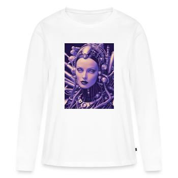 BioCyber Königin: Metallporträt - Frauen Premium Bio Langarmshirt - Weiß - Vorne - Julia (174cm)
