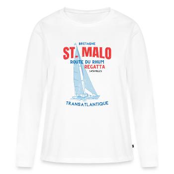 Route du Rhum - Régate de Saint-Malo - T-shirt manches longues Premium bio Femme - blanc - Devant - Julia (174cm)