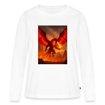 Monstrous Phoenix, fiery bird-demon with molten ey - Women's Premium Organic Long Sleeve Shirt - white - Front - Julia (174cm)