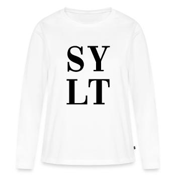 Sylt - Mer du Nord - Allemagne - Westerland - T-shirt manches longues Premium bio Femme - blanc - Devant - Julia (174cm)
