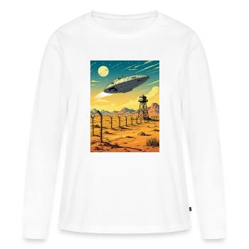 Zone 51 – La base interdite du désert - T-shirt manches longues Premium bio Femme - blanc - Devant - Julia (174cm)