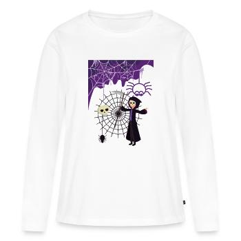 La Faucheuse dans la toile d’araignée - T-shirt manches longues Premium bio Femme - blanc - Devant - Julia (174cm)